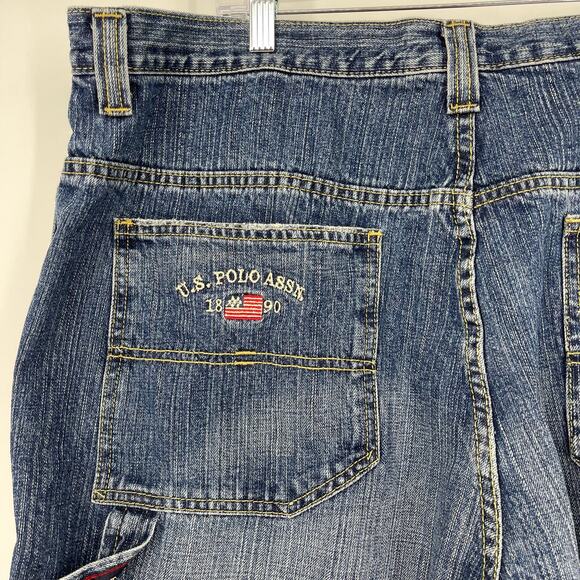 U.S. Polo Association Men's Carpenter Denim Shorts Sz 42 Long Hiking Camping - Picture 4 of 16
